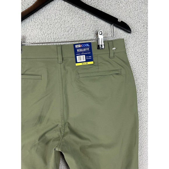 32 Degrees Cool Golf Chino Pants Men 32x29 Green Regular Fit Stretch Performance - Picture 1 of 9